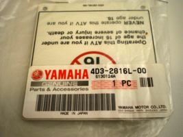 Yamaha Genuine Age Warning Label Grizzly Raptor Atv Models (4D3-2816L-00-00) - £18.32 GBP