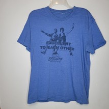 Bill and Teds Mens Shirt Large Excellent Adventure 1989 Blue Short Sleev... - $15.98