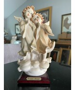 VINTAGE GUISEPPE ARMANI TWO PROCELAIN ANGEL FIGURINE ON A WOOD BASE  8&quot; ... - $166.75 CAD