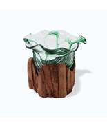 Molton Recycled Beer Bottle Glass Sweet Bowl On Wooden Stand - £39.22 GBP