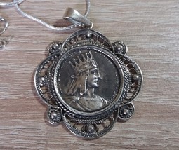 Tigran The Great Sterling Silver Coin Filigree Pendant, Armenian Jewelry - £62.12 GBP