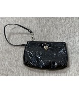 COACH Wristlet Signature Logo Black Heart Patent Leather Clutch Purse Small y2k - $24.74