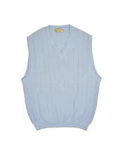 Paul Stuart Alpaca Sweater Vest Mens L Blue V Neck Ribbed Jumper Peruvian - £31.65 GBP