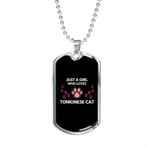 Loves Tonkinese Cat Necklace Stainless Steel or 18k Gold Dog Tag 24&quot; Chain - £37.92 GBP+