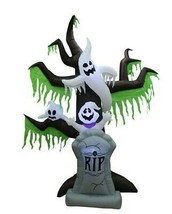 9 Foot Halloween Inflatable Tombstone Grave Ghost Tree Scene LED Yard Decoration - £76.40 GBP