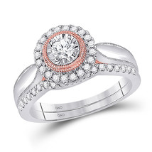 10kt Two-tone Gold Round Diamond Bridal Wedding Ring Set 1/2 Ctw (Certified) - £838.28 GBP