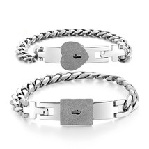 Fashion Hot 2Pcs Silver Color Tone Stainless Steel Lover Heart Love Lock Bracele - £18.28 GBP