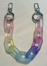 Frosted acrylic rainbow colours chunky chain link strap, silver hardware - $18.14