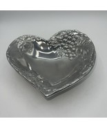 ARTHUR COURT 2001 Heart Shaped 10&quot; x 9&quot; Metal Bowl With Grapevine Decora... - £15.14 GBP