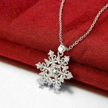 1Ct Round Cut Simulated Diamond Snowflake Pendant Necklace925 Silver Gol... - £100.61 GBP