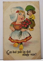 Quirky Little Dutch Children - Yuh iss dot stingy vun 1914 Valentine Postcard G2 - £3.87 GBP