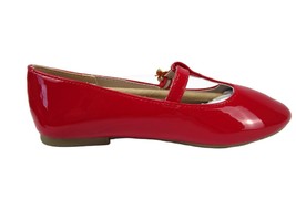 Gymboree Girls Red Casual Faux Leather Ballet Style Dress Shoe, Adjustable Strap - £16.78 GBP
