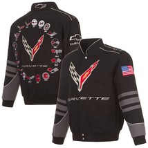 Corvette Racing Jacket Collage Embroidered Cotton Twill Men JH Design Bl... - £118.02 GBP