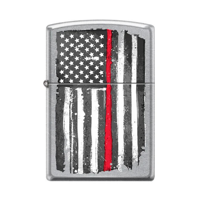 Zippo Lighter - Firefighters Thin Red Line US Flag Street chrome - ZCI40... - $24.45