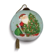 Ne&#39;Qwa Art Santa Surprise by Karen Tye Bentley Hand-painted Glass Ornament - $43.11