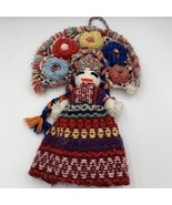 16” Wall Hanging South American Yarn Doll In Red Dress - $23.38