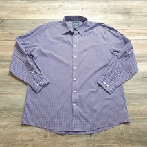 Stafford Mens Long Sleeve Business Dress Shirt Button Up Purple Blue Off... - £18.52 GBP