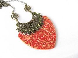 Medieval style Medallion Polymer Clay Resin Pendant Necklace fashion Jewelry for - £21.92 GBP
