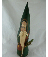 Hand-painted Canvas Santa Artist Signed 14 inches tall Folk art  - $33.60 CAD