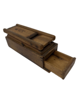 Antique Vintage Japanese Wooden Cabbage Grater Box with 2 Blades - $64.84 CAD