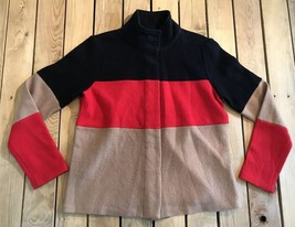Karl Lagerfeld Women&#39;s Wool Button Up Sweater Size S In Black/red/tan Vtg X1 - £47.47 GBP