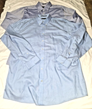 2 Eddie Bauer mens shirt XL dark blue light wrinkle resistant dress butt... - £17.01 GBP