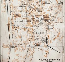 Map Aix Les Bains Southern France Rare 1914 Lithograph WW1 Street Mini DWAA20B - £29.89 GBP