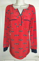 Style &amp; Co Orange Dragonfly Long Sleeve Pullover Tunic Top Blouse Size 0X - £6.00 GBP