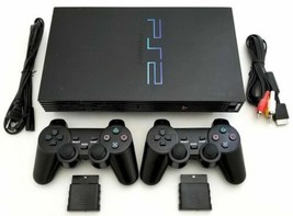 2 Wireless Controllers Sony PS2 Game System Gaming Console PLAYSTATION-2 Black - £178.44 GBP