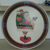 patchwork santa potpourri press plate 1993 christmas tin platter metal quilting - £9.71 GBP