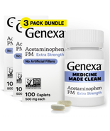 3x Genexa Clean Acetaminophen PM 500mg Nighttime Sleep Aid, 100 Tablets ... - $438.11 MXN