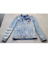Art Class Trucker Jacket Girls XL Blue Denim Distressed Collared Button ... - $21.30