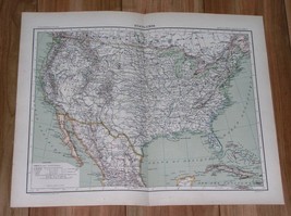 1907 Original Antique French Map Of United States Usa - $24.30