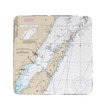 Betsy Drake Door County, Green Bay, WI Nautical Map Coaster Set of 4 - £27.24 GBP