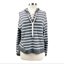 CAbi Womens M Winward Striped Rope Tie Hoodie Sweatshirt Striped Gray Na... - £15.37 GBP