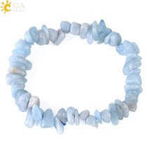 CSJA Natural Healing Crystal Stone Bracelets Gravel Bracelet Blue Quartz Irregul - £8.73 GBP
