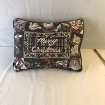 Merry Christmas Throw Holiday Pillow 10 X 14 green red - £19.20 GBP