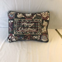 Merry Christmas Throw Holiday Pillow 10 X 14 green red - £18.33 GBP