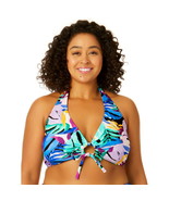 Time and Tru Women&#39;s Plus Floral Print Halter Bikini Top Multicolor Sz 3... - $28.03 CAD