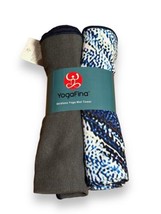 New 2 Pack YogaFina Yoga Towels Non Slip Blue Abstract Solid Gray 24x68” - £20.80 GBP