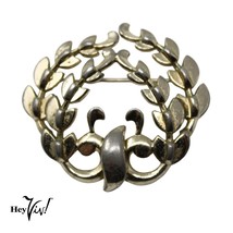 Vintage Signed Monet Pin Brooch Elegant Goldtone Wreath Design 1 7/8&quot; -  Hey Viv - £14.47 GBP