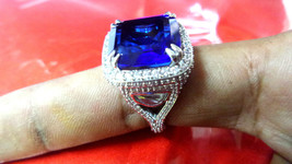 4.33CT Blue Sapphire Cushion Cut 925 Silver Engagement / Wedding Ring Set - £113.05 GBP