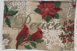 Set Of 2 Tapestry Placemats,13&quot;x19&quot;, Winter,Christmas, Cardinal Birds, Peace - £11.07 GBP