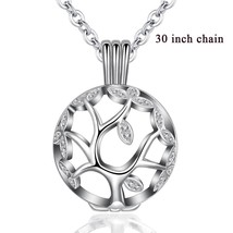 14mm Tree Of Life Pendant Aromatherapy CZ Cage Locket Diffuser Necklace Fit Volc - £12.17 GBP