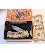 Drop Point folding Knife w/ turkey Scene handle 3&quot; blade - $31.07 CAD