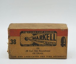 Markell .38 Cal Standard Roundnose Cartridge R-158 Empty Box - £19.54 GBP