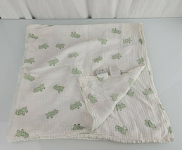 Aden + Anais Elephants Baby Swaddle Blanket White Teal Blue Green Water Muslin - $16.78
