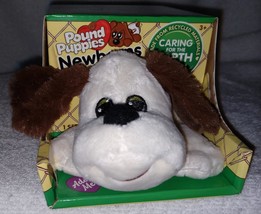 Pound Puppies Cream Color with Fluffy Brown Ears Newborn Puppy 7&quot; Plush - £12.49 GBP