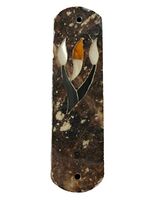 Vintage Stone Mezuzah Case Inlaid Floral Design Scroll Judaica Door Bles... - $27.00