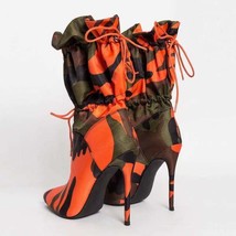 High Thin Heels Boots for Women 11cm Stilettos Fashion Camouflage Ankle Boots Wo - £29.79 GBP
